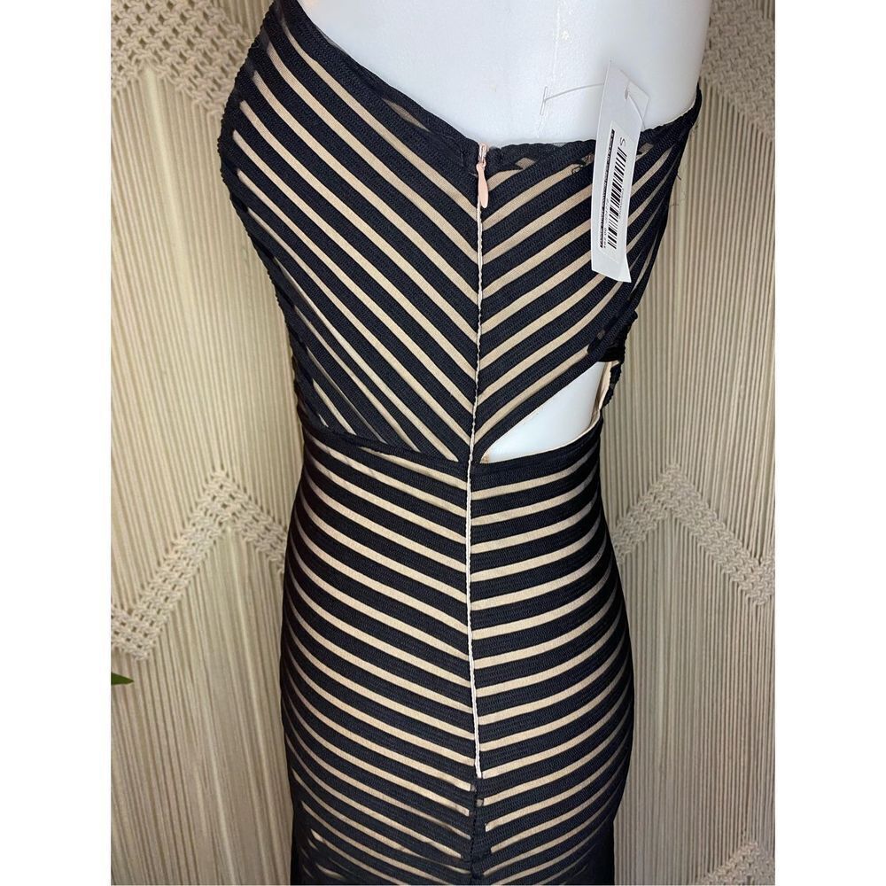 Fab'rik Womens Mini Dress Bodycon Sleeveless Stripe Black Size Small NWT - Picture 2 of 9